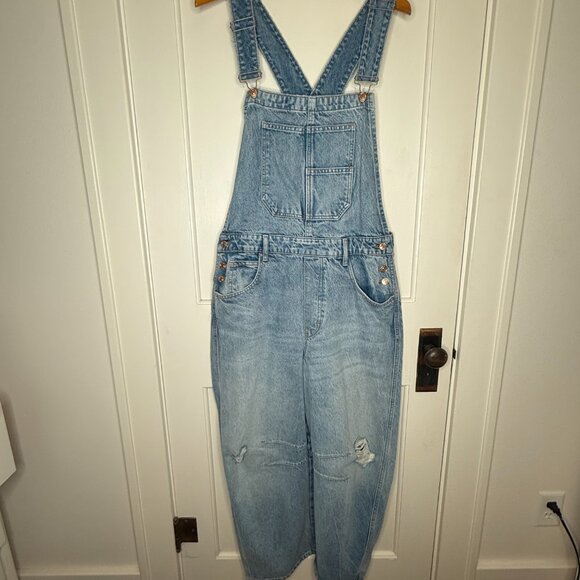 Women's Free People - We The Free - Good Luck Barrel Overalls - L - Picture 4 of 8